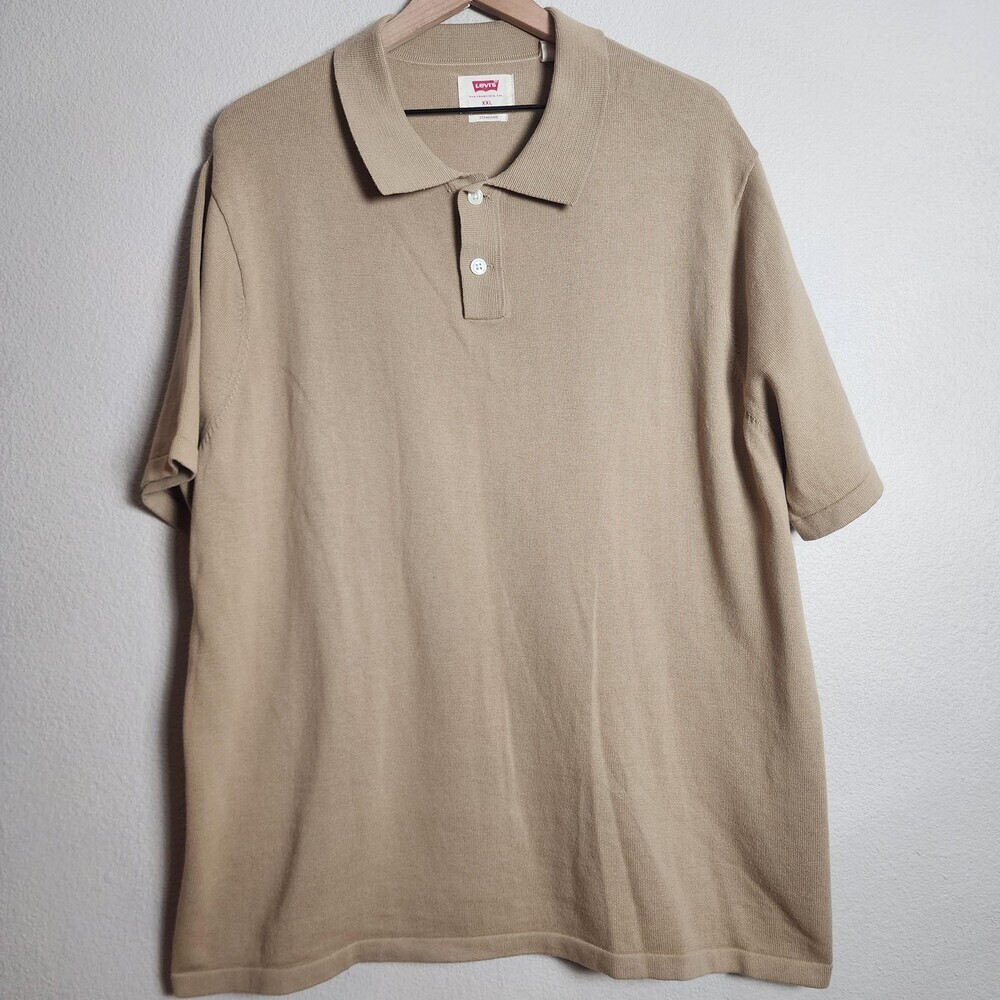 Levi's Polo Shirt Mens 2XL Beige 100% Cotton Standard Fit Short Sleeve Casual